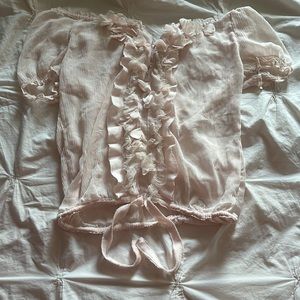 Baby Pink Off the Shoulder Floral Top *Abercombie & Fitch*